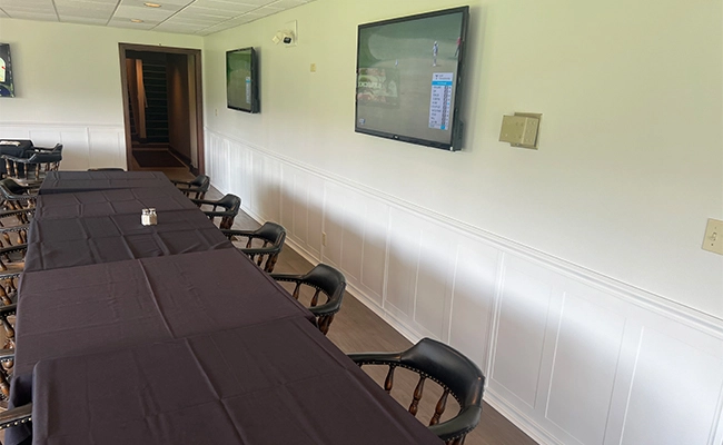 photo of the new wainscoting in the Grill Room at Columbia Hills Country Club in Columbia Station, Ohio (Cleveland suburb)